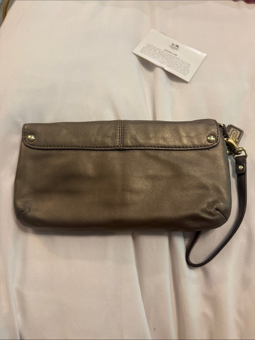 Coach Gold Leather Wristlet Clutch with Gold Hardware - Picture 5 of 6